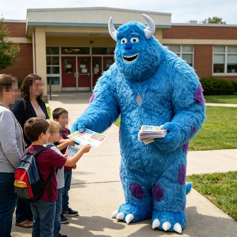 Blue-Haired Monster Inflatable Costume - Customizable Cartoon Mascot Walking Performance Outfit