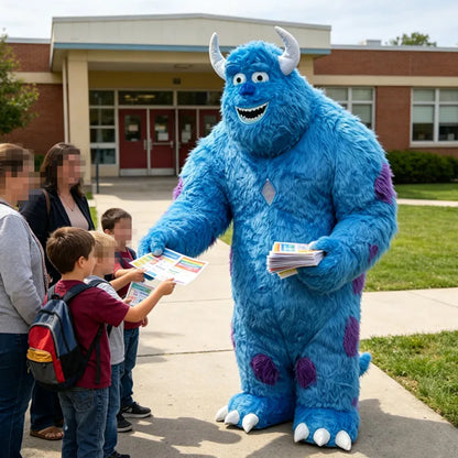 Blue-Haired Monster Inflatable Costume - Customizable Cartoon Mascot Walking Performance Outfit