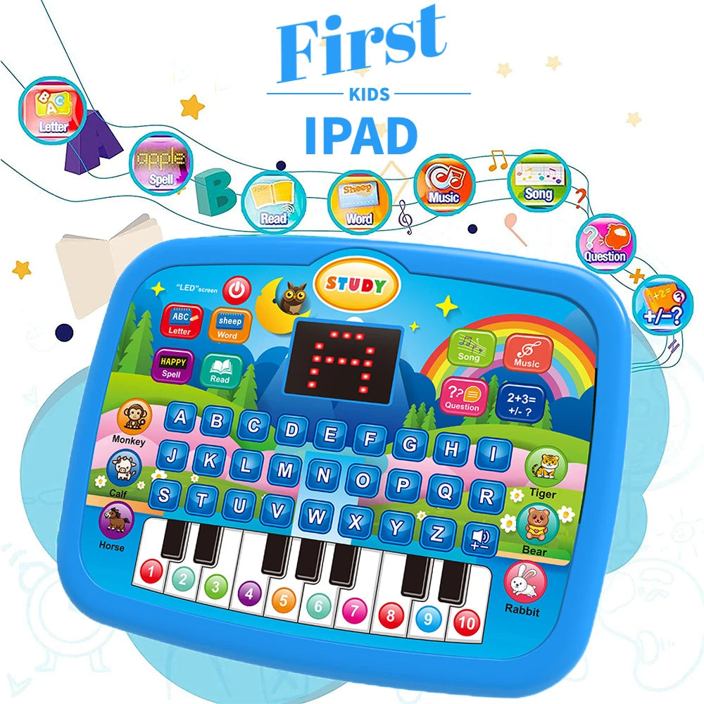 Kids Educational Tablet Toy - Interactive Literacy, Math & Music Learning Keyboard Gift for Ages 3+