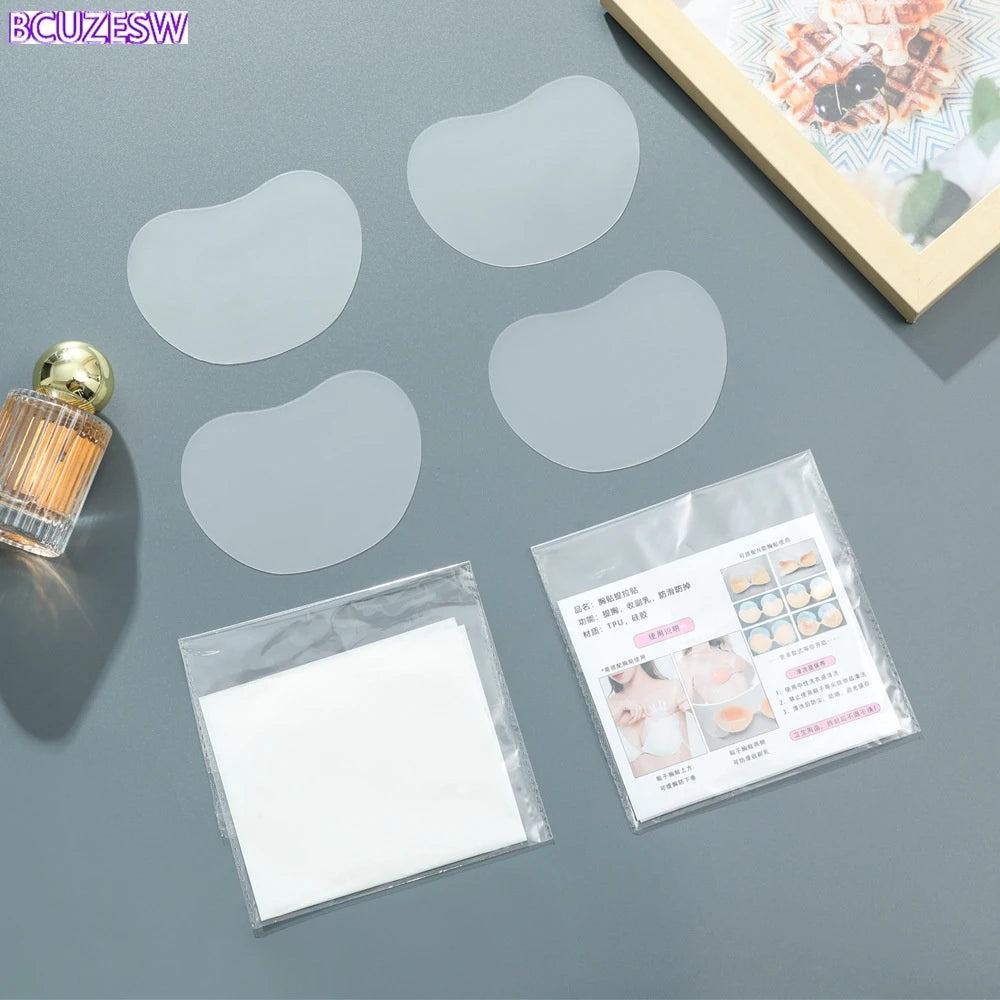 Invisible Silicone Push-Up Bra - Self-Adhesive Nipple Covers and Strapless Breast Lift Patches