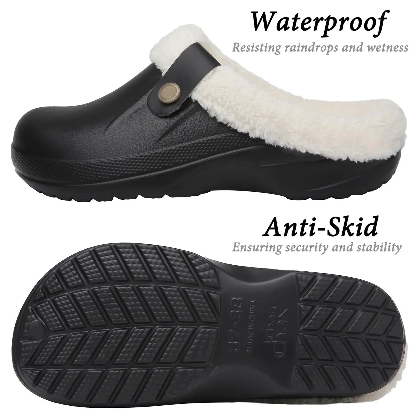 Bebealy Casual Women’s Garden Shoes & Warm Fluffy Men’s Waterproof Winter Slippers – Outdoor Antiskid Classic Leopard Design