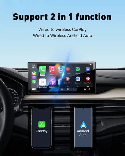 XUDA 2-in-1 Wireless CarPlay & Android Auto Mini Box — Plug & Play AI Adapter Compatible with 99% of Car Radios