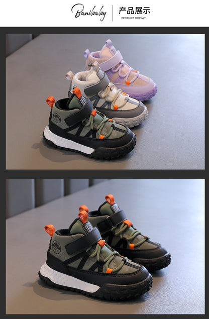 Children’s Autumn Winter Sneakers – Plush Cashmere Lined Sport Shoes for Boys & Girls, Warm Casual Running Flats for Teens