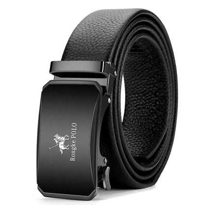 OYIFAN Men’s Genuine Leather Belt – Designer Alloy Buckle Automatic Ratchet Belt