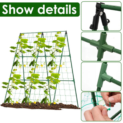 A-Frame Garden Trellis for Cucumbers & Tomatoes – Detachable Climbing Plant Support Frame