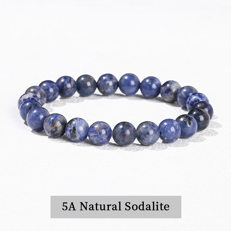 Natural Stone Beaded Bracelet - Obsidian, Fluorite & Quartz Healing Stretch Jewelry for Men & Women