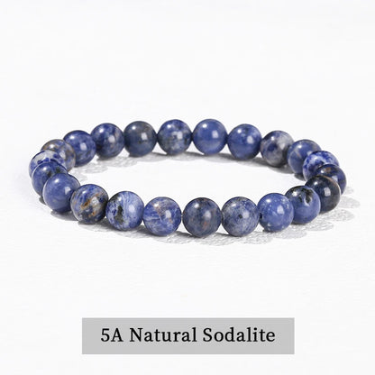 Natural Stone Beaded Bracelet - Obsidian, Fluorite & Quartz Healing Stretch Jewelry for Men & Women