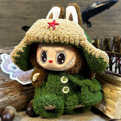 17cm Labubu Doll Clothes — DIY Accessories Heartbeat Long-Eared Furry Rabbit Costume | Cartoon Dress-Up Outfit
