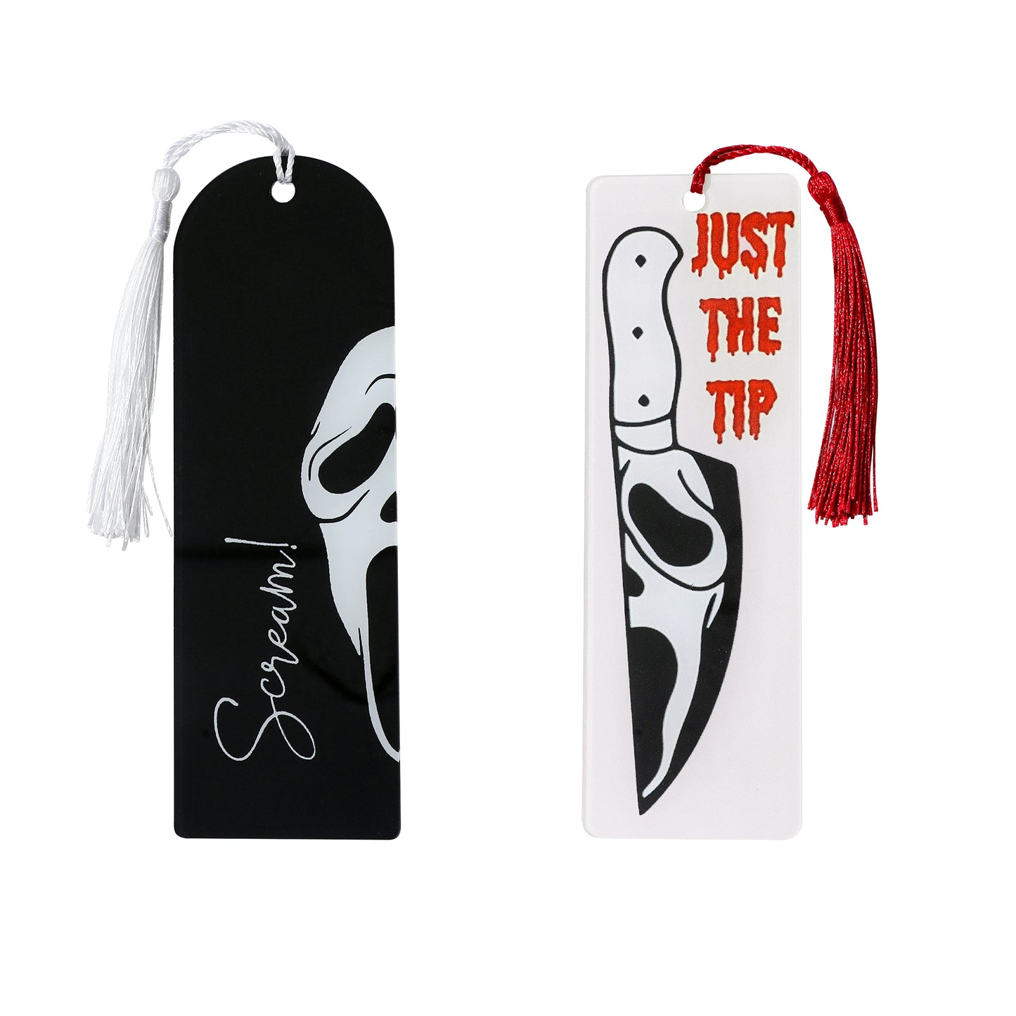 Horror Movie Fan Bookmark — Knife-Shaped Acrylic Bookmark with Tassel for Study & Reading