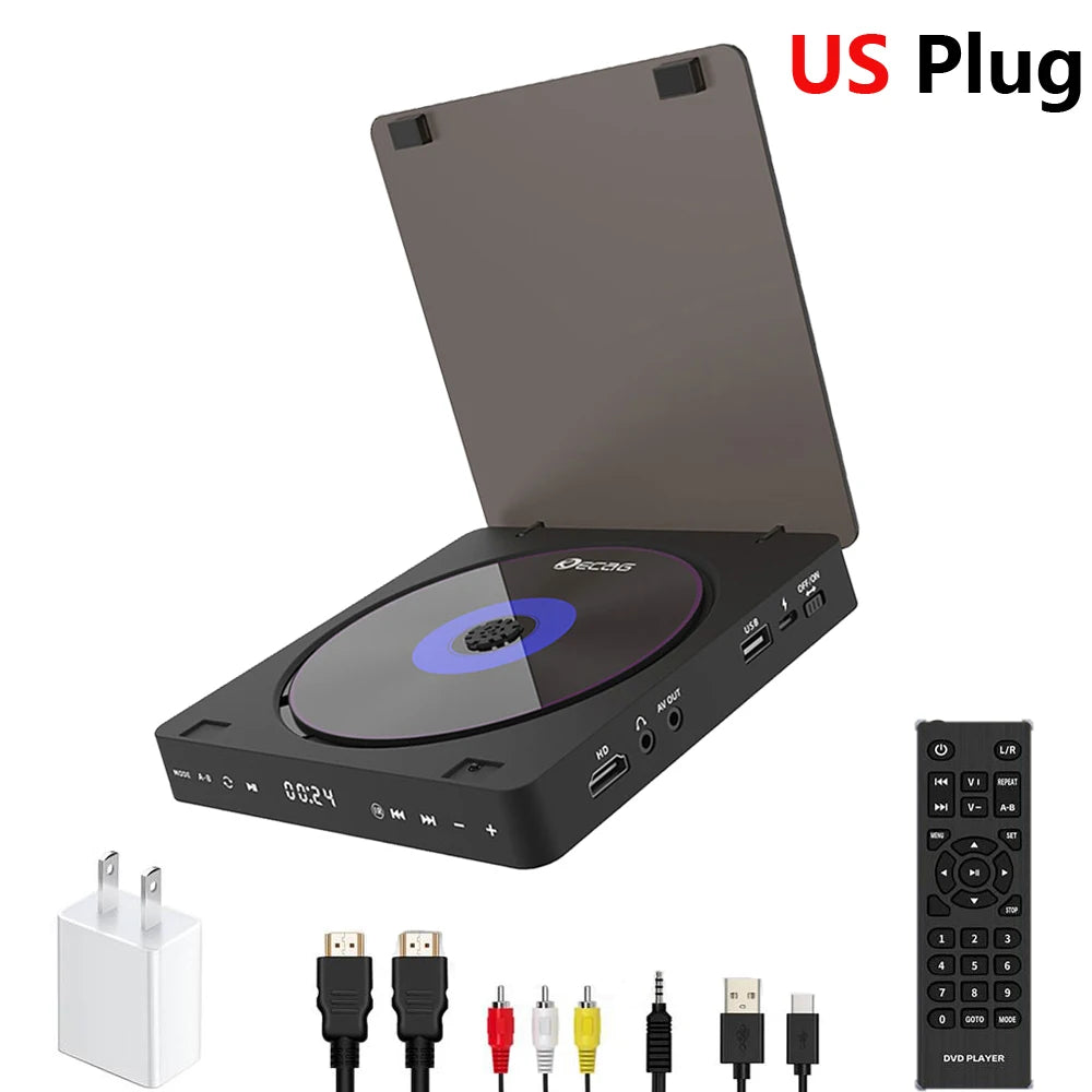Woopker HD DVD Player – HDMI & AV Connection, USB Input, Headphone Output, LED Touch Screen, 1080P Type-C 5V/2A