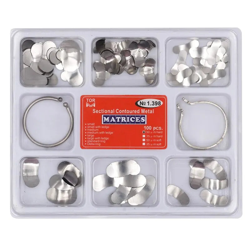 Denspay 100pcs/Box Dental Sectional Matrix System - Resin Clamping/Seperating Ring - Dentist Tools