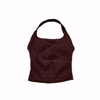 NCLAGEN Women’s Gym Halter Top - Longline Strappy Padded Tank for Yoga, Fitness, Running & Activewear Workouts