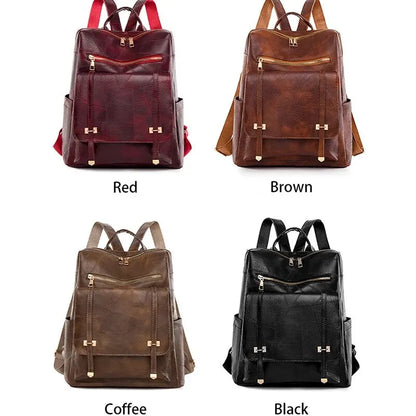 Vintage Women's Leather Backpack - Large Capacity, Daily Commute and Travel Bag, Perfect for Shopping