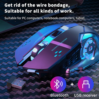 Rechargeable Wireless Gaming Mouse – Silent Bluetooth, USB, Mechanical E-Sports Backlight for PC Gamer