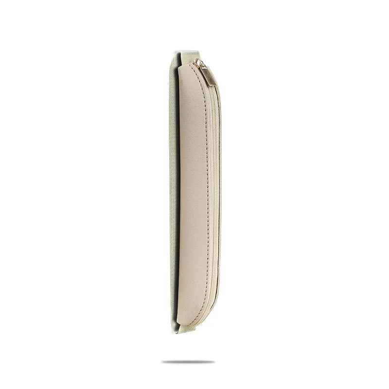 PU Leather Pencil Bag - Portable Multi-Function Storage Pouch with Elastic Band & Pen Clip for Office, Laptop & Notebook