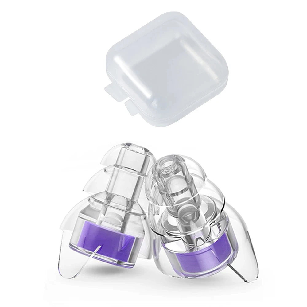 High-Fidelity Silicone Earplugs with Storage Case - Reusable Noise-Reducing Ear Plugs for Concerts, Musicians, Motorcycles, and Sound Sensitivity