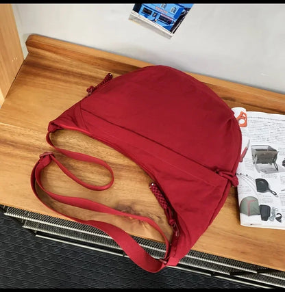 Trendy Women’s Soft Cloth Shoulder Bag | Solid Color Casual Crossbody & Hobo Bag for Students