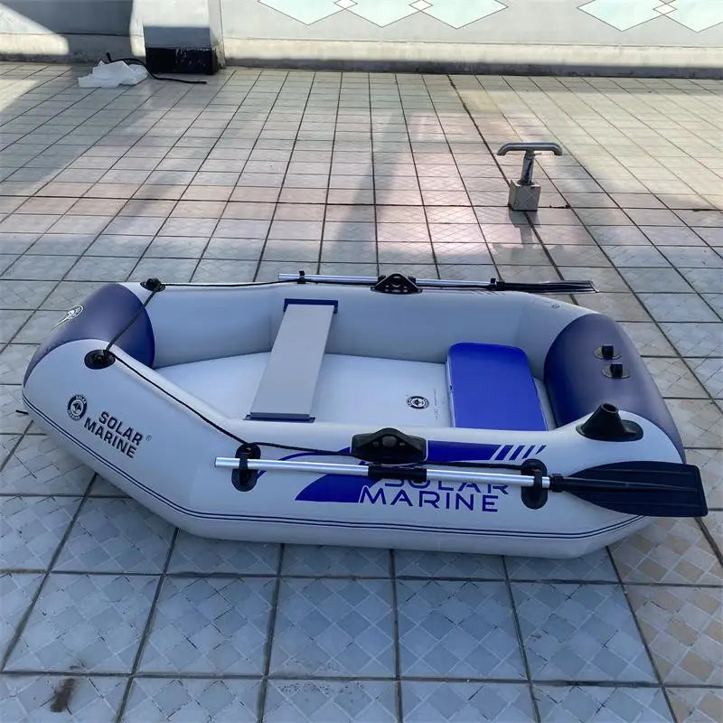Solarmarine 2M Inflatable Boat – 2-Person PVC Fishing Kayak Canoe with Free Accessories for Surfing & Drifting