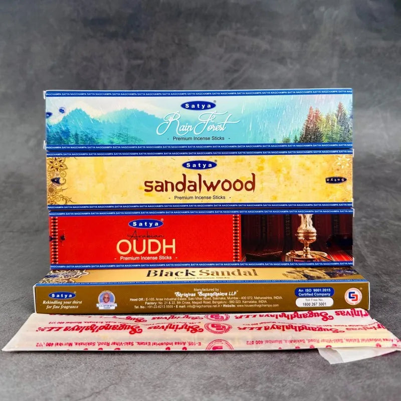 5BOX NAG Champa Indian Incense Set – Satya Handmade Sticks with 6 Aromatic Scents for Home & Meditation