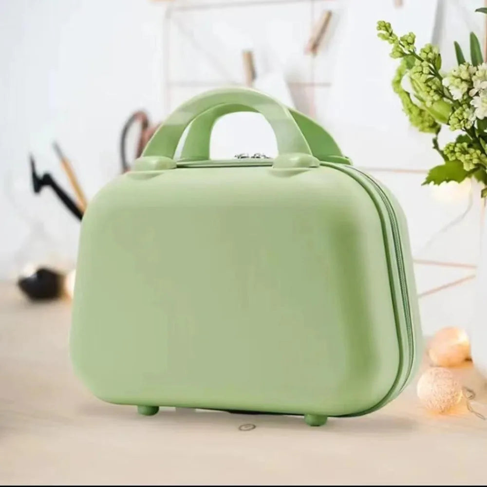 Portable 14-Inch Mini ABS Travel Suitcase – Waterproof Handheld Luggage & Makeup Storage Box with Zipper
