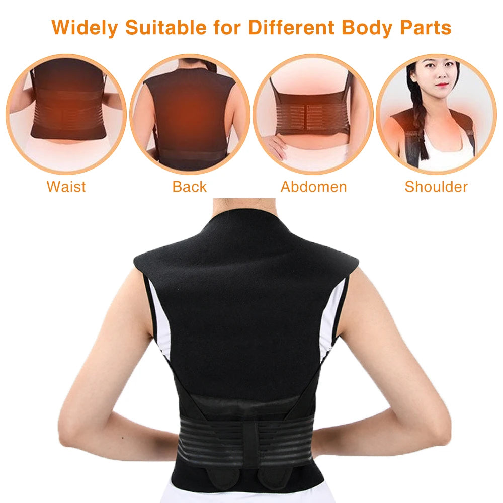 Tourmaline Magnetic Heated Vest — Self-Heating Thermal Waist Brace & Lumbar Support Corset for Posture Correction and Pain Relief