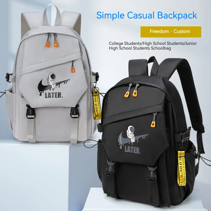 2024 Astronaut Printed Orthopedic Backpack – Waterproof Nylon Schoolbag for Men, Teens & Kids, Laptop & Primary School Bag