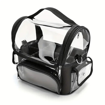 Makeup Brush Holder Backpack – Clear Waterproof Cosmetic Organizer Travel Case with Adjustable Strap & Divider
