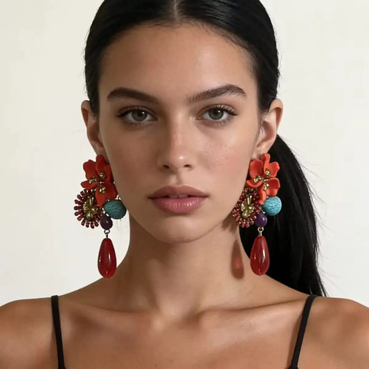Zvoijio Resin Flower Drop Earrings - Personalized Trendy Long Water Drop Jewelry for Women