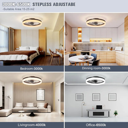 Simple LED Ceiling Fan Light with Remote Control - Infinite Dimming & 6 Wind Speeds, Chandelier Fan for Living Room & Bedroom