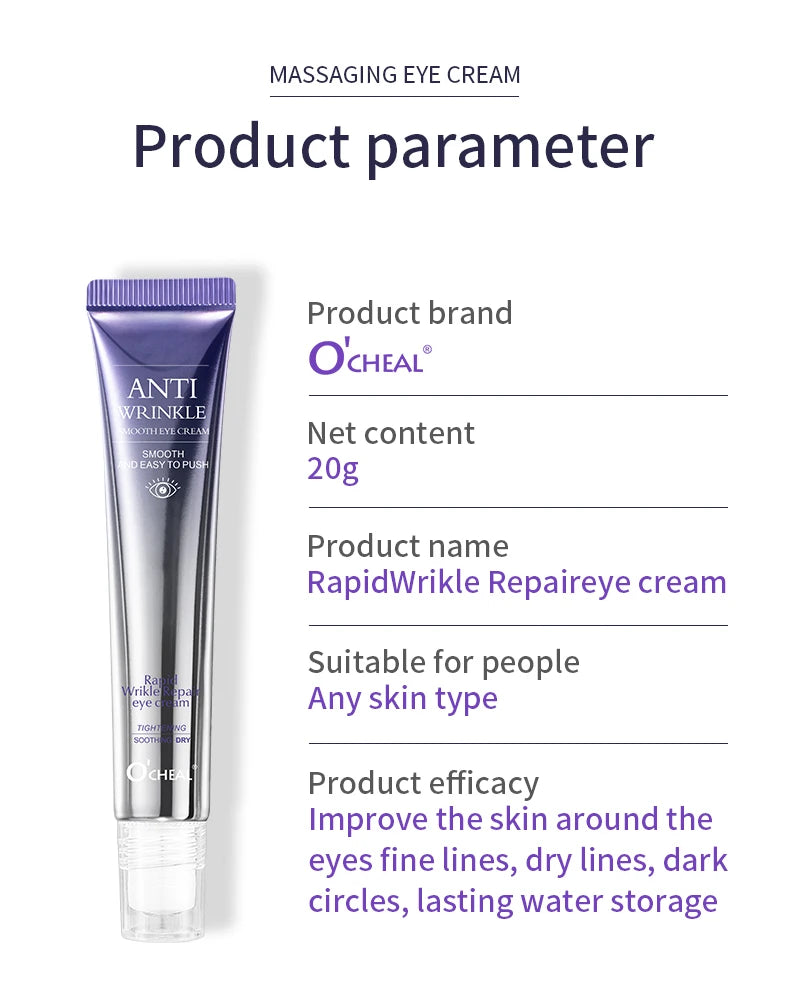 O'CHEAL Anti-Wrinkle Eye Cream Roller – Dark Circle & Puffiness Reducer with Hyaluronic Acid for Anti-Aging Skin Care