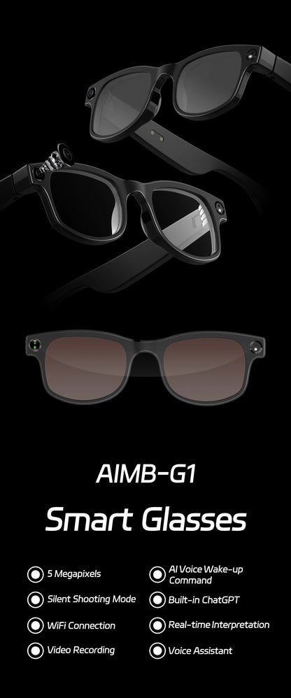 500W AI Smart Camera Sunglasses 3-in-1 Lens HD1080P ChatGPT Voice Control WiFi Bluetooth Intelligent Glasses