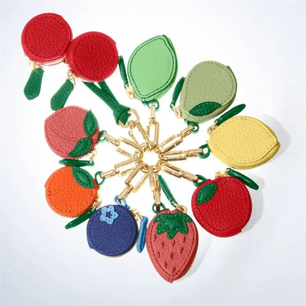 Mini Cherry & Strawberry Coin Purse – Cute PU Leather Keychain Bag for Earphones and Small Storage, Korean Style