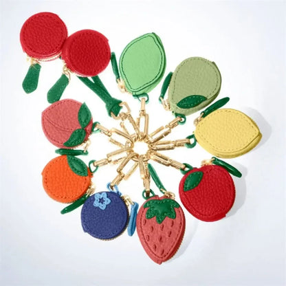 Mini Cherry & Strawberry Coin Purse – Cute PU Leather Keychain Bag for Earphones and Small Storage, Korean Style