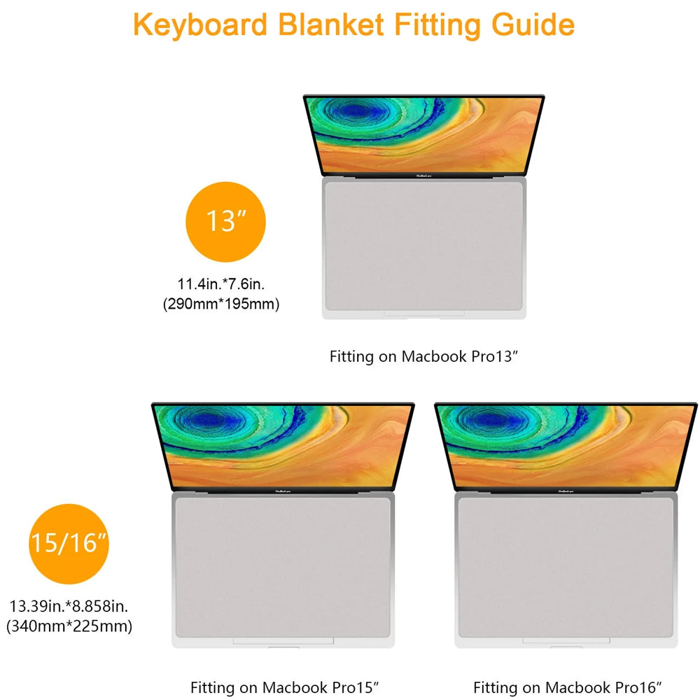 Microfiber Dustproof Protective Film Notebook Keyboard Blanket Cover - Laptop Screen Cleaning Cloth for MacBook Pro 13/15/16 Inch