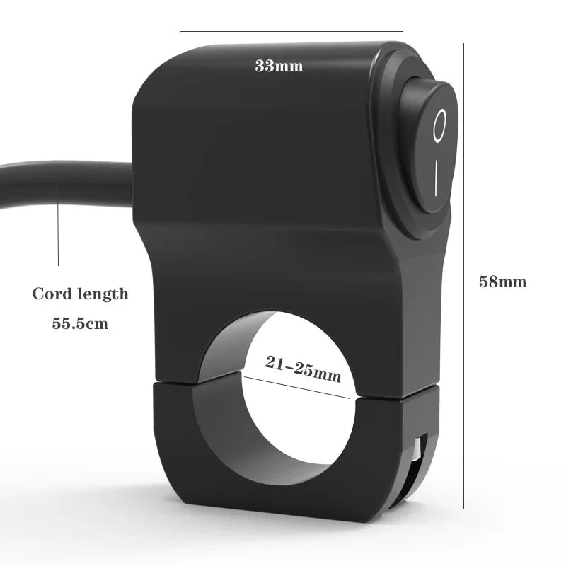 22cm Aluminum Alloy Motorcycle Handlebar Switch - 3 Position Waterproof 12V Fog Light Spotlight Control Retro Accessory