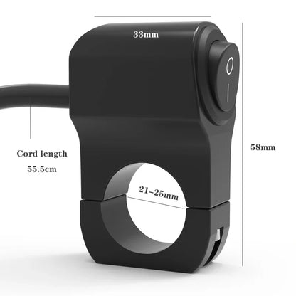 22cm Aluminum Alloy Motorcycle Handlebar Switch - 3 Position Waterproof 12V Fog Light Spotlight Control Retro Accessory