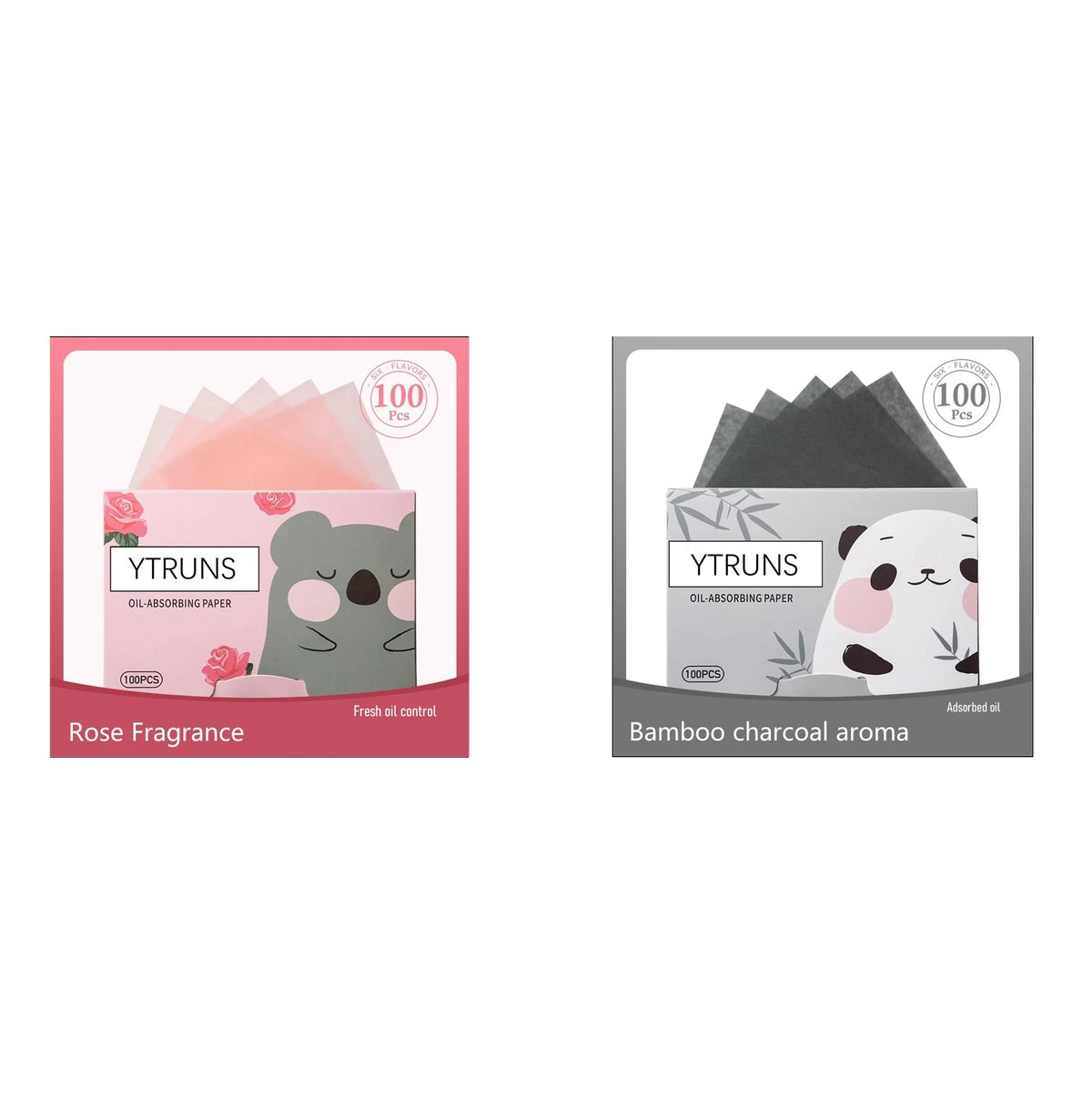 100pcs Fragrance Oil-Absorbing Face Paper - Green Tea, Gardenia, Chamomile, Lavender, Rose & Bamboo Charcoal Blotting Sheets