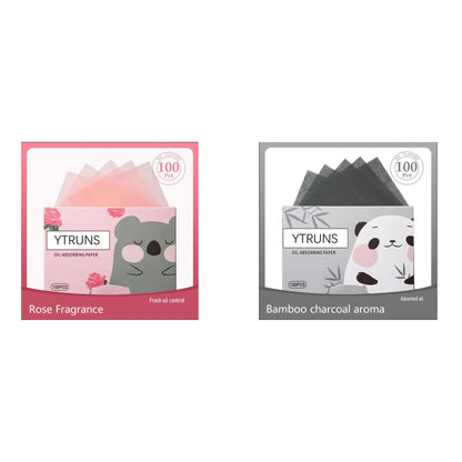 100pcs Fragrance Oil-Absorbing Face Paper - Green Tea, Gardenia, Chamomile, Lavender, Rose & Bamboo Charcoal Blotting Sheets