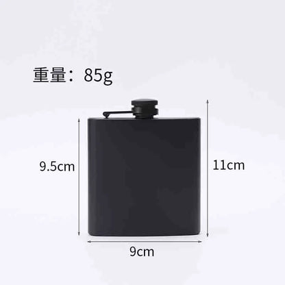 304 SS Portable Hip Flask – Black Whiskey, Vodka, Wine Bottle (6-12oz), Outdoor Bar Party Drinking Utensil