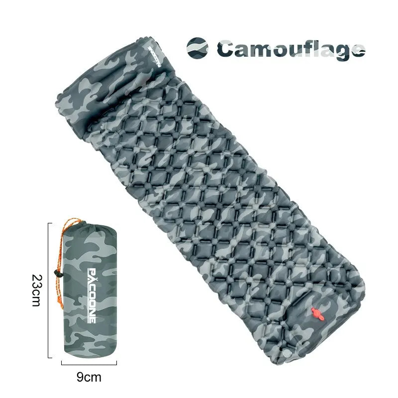 Outdoor Ultralight Inflatable Camping Mattress - Sleeping Pad with Pillows and Built-In Inflator Pump for Hiking