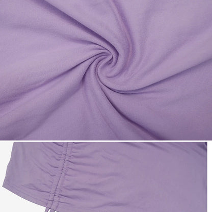 Chic & Elegant: Lace Up Pleated Bodycon Mini Dress - Solid Slim Fit for Party, Available in Purple and Black, Vestidos