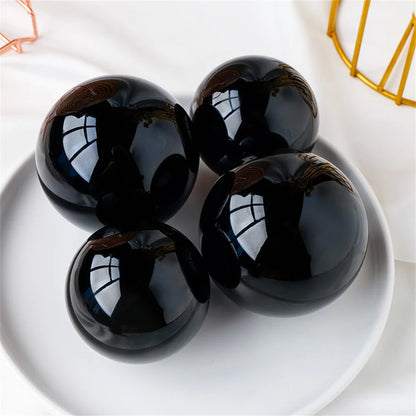 Natural Black Obsidian Healing Sphere – Reiki Crystal Magic Ball for Feng Shui & Home Decor