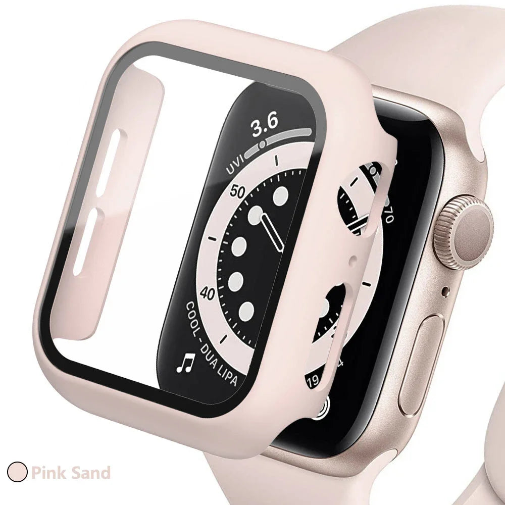Tempered Glass Screen Protector Case for Apple Watch - Series 8 7 6 SE 5 4 3 Protective Cover Accessories 41mm 40mm 44mm 45mm 42mm