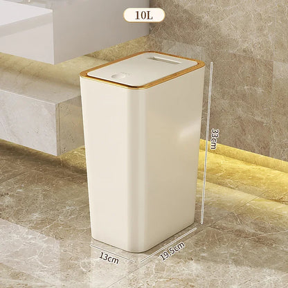 10L Odor-Proof Trash Can — One-Touch Modern Plastic Bin for Bathroom & Kitchen, Leakproof & Space-Saving Design