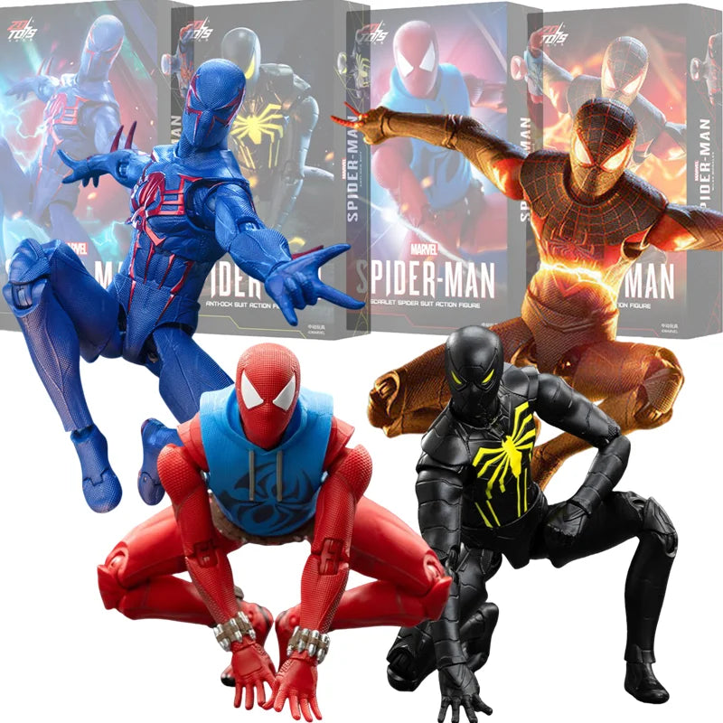 Spider-Man Action Figure - Miles Morales, Scarlet Spider, Hobie Brown & Iron Spider Collectible Toy Gift