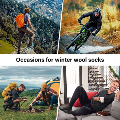 5 Pairs Merino Wool Hiking Socks for Men | Soft, Warm, Moisture-Wicking Winter Crew Socks for Indoor & Outdoor Wear