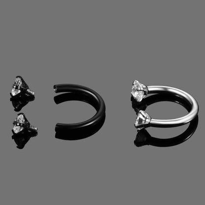 Stainless Steel Crystal Hoop Piercing – Nose, Ear, Belly Ring for Women & Men, Cartilage Helix Daith Jewelry