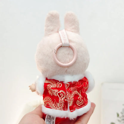 17cm Mini Plush Doll Clothes — Outfit Accessories for Labubu V1 & V2, Christmas Cookie Man Sweater Hat, New Year Gift