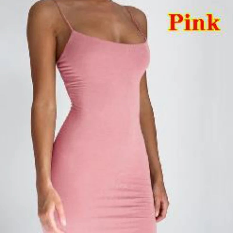Women’s Summer Spaghetti Strap Mini Dress – Sexy Bodycon Black Club Party Sheath Sundress