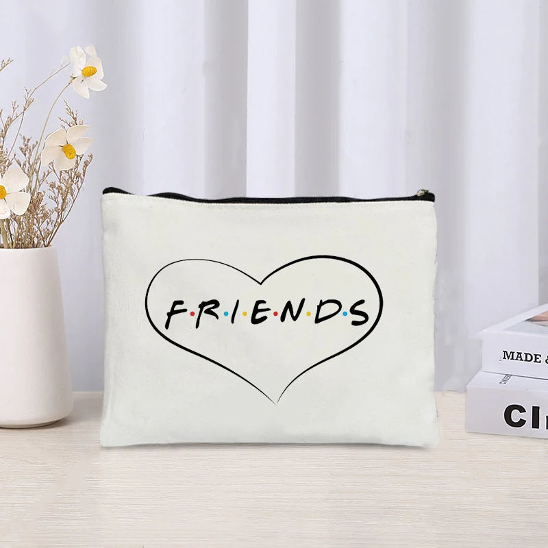 Friendship Commemorative Gift Makeup Bag - Eco Canvas Travel Organizer, Large Capacity Perfume Kit Storage Pouch